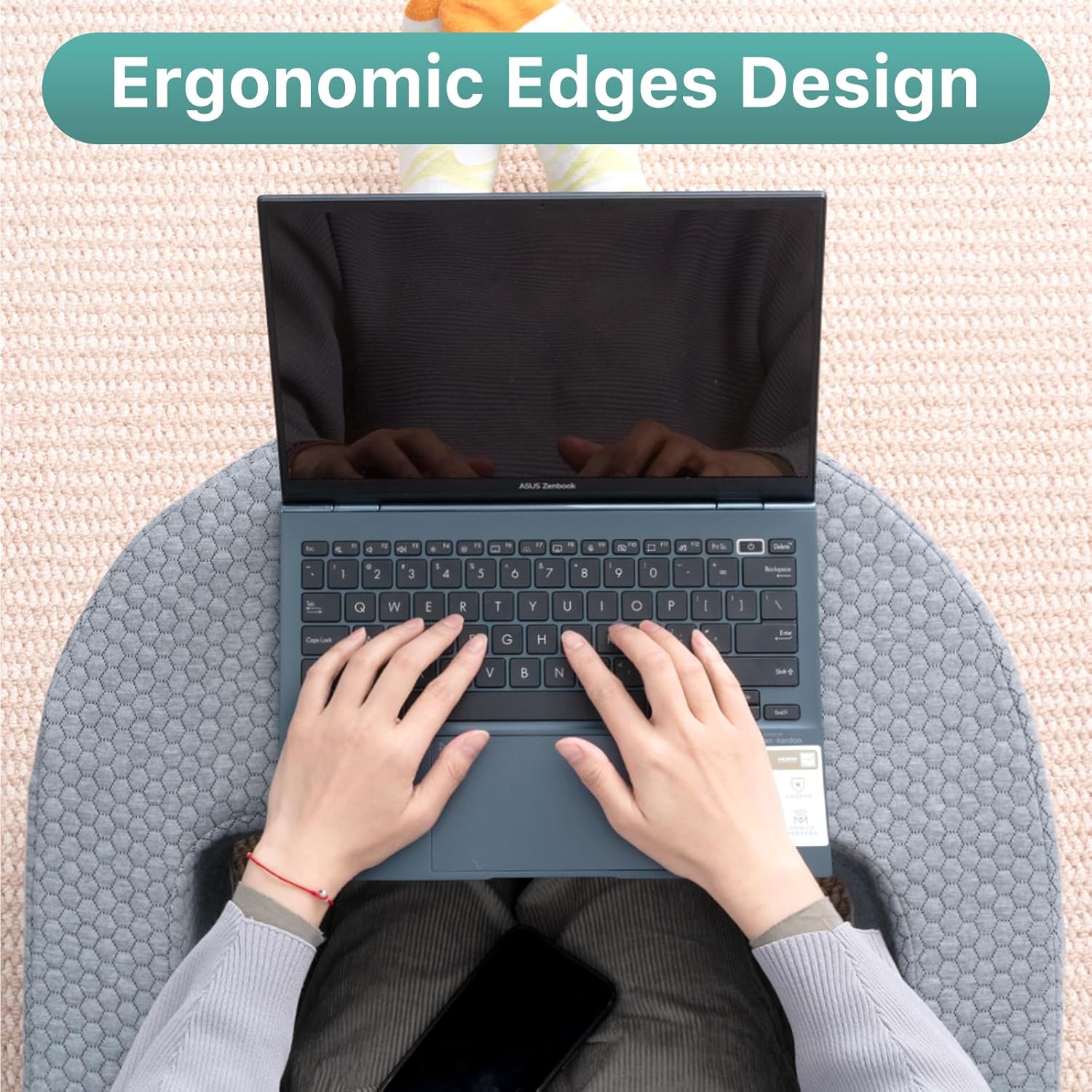 A Woman is Using Laptop in the Bed with the Support Of Bed Reading Pillow.