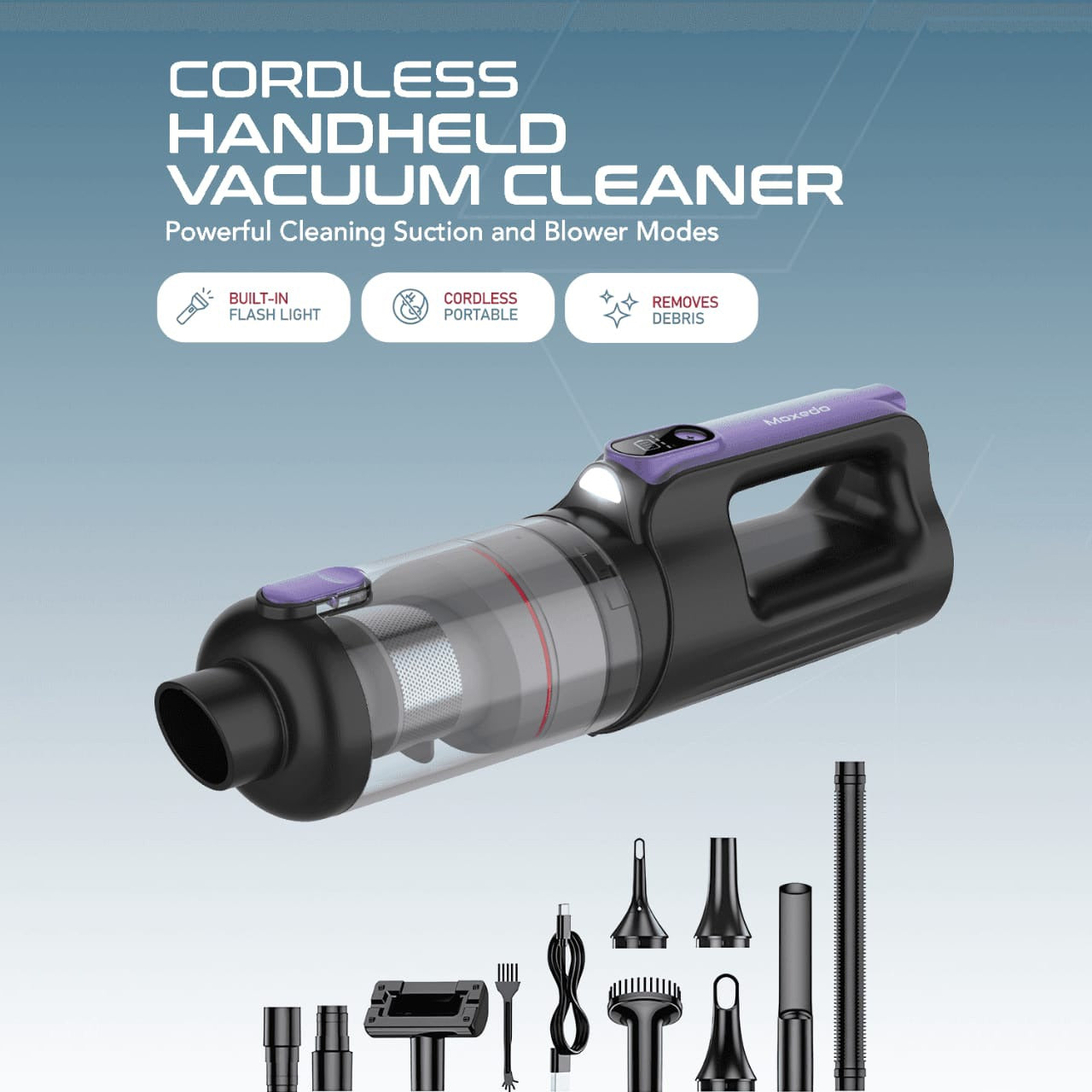 Moxedo Cordless Handheld Vacuum Cleaner.