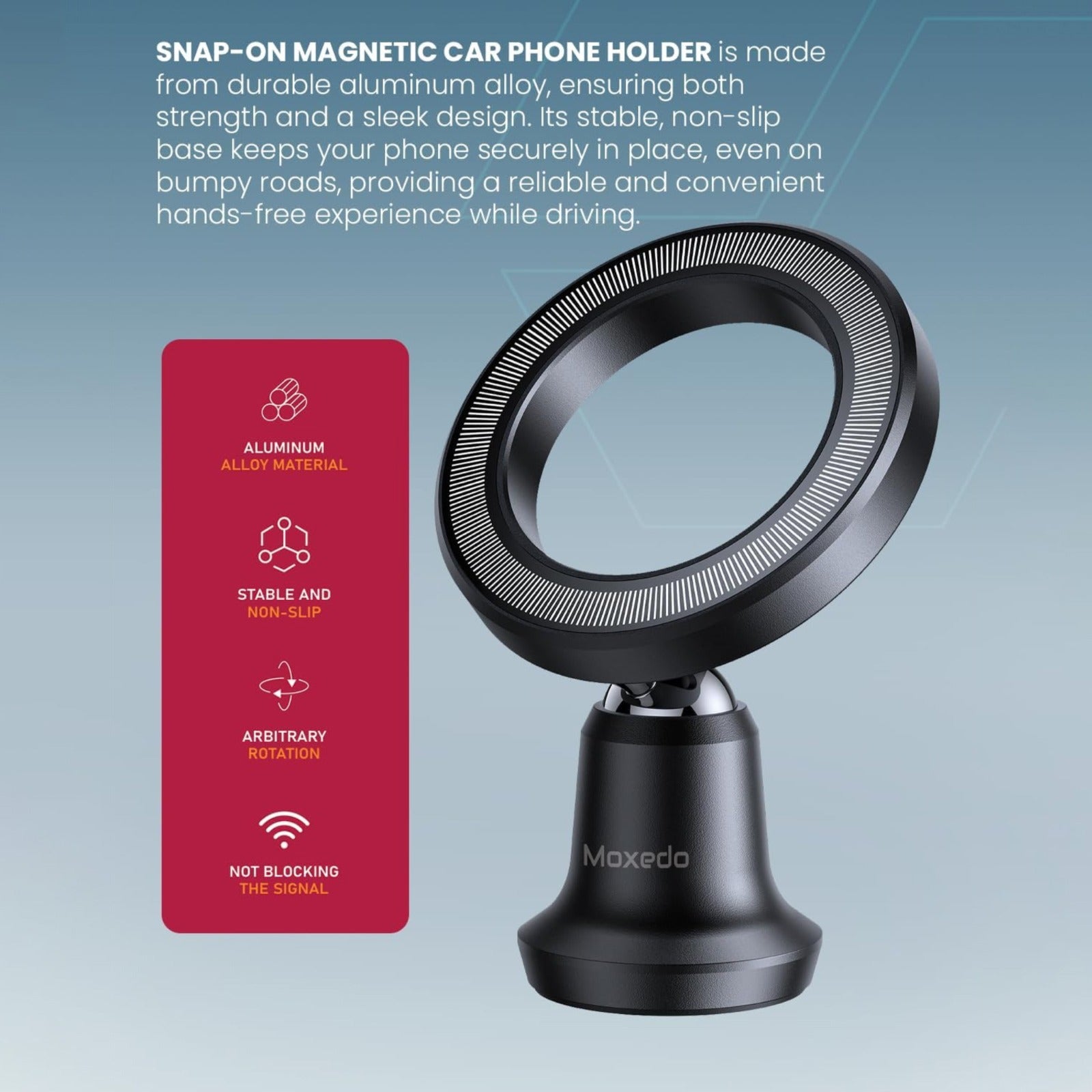 Moxedo Snap-On Magnetic Car Phone Holder.