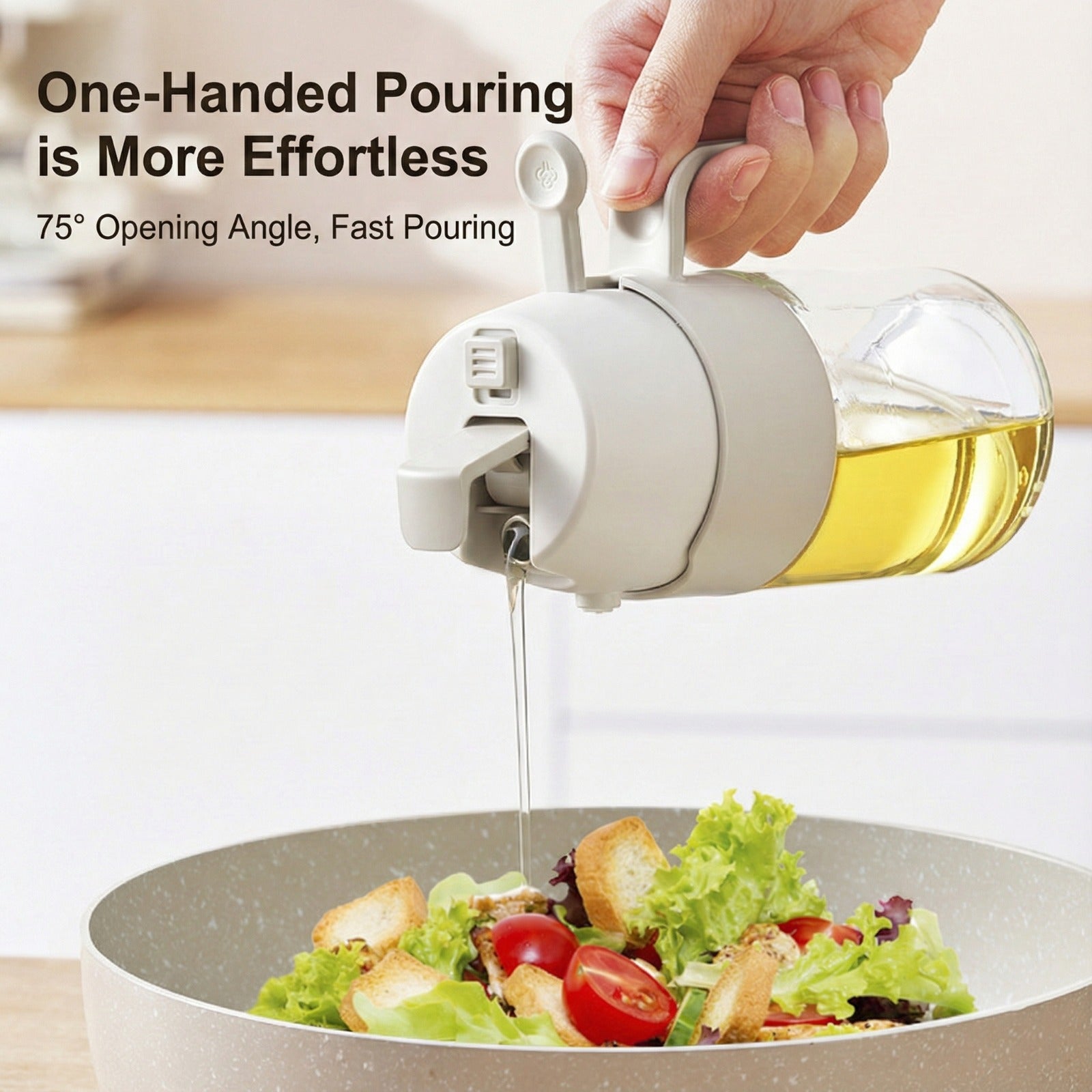 A Person is Dispensing oil using 550ml Oil Dispenser Spray Bottle.