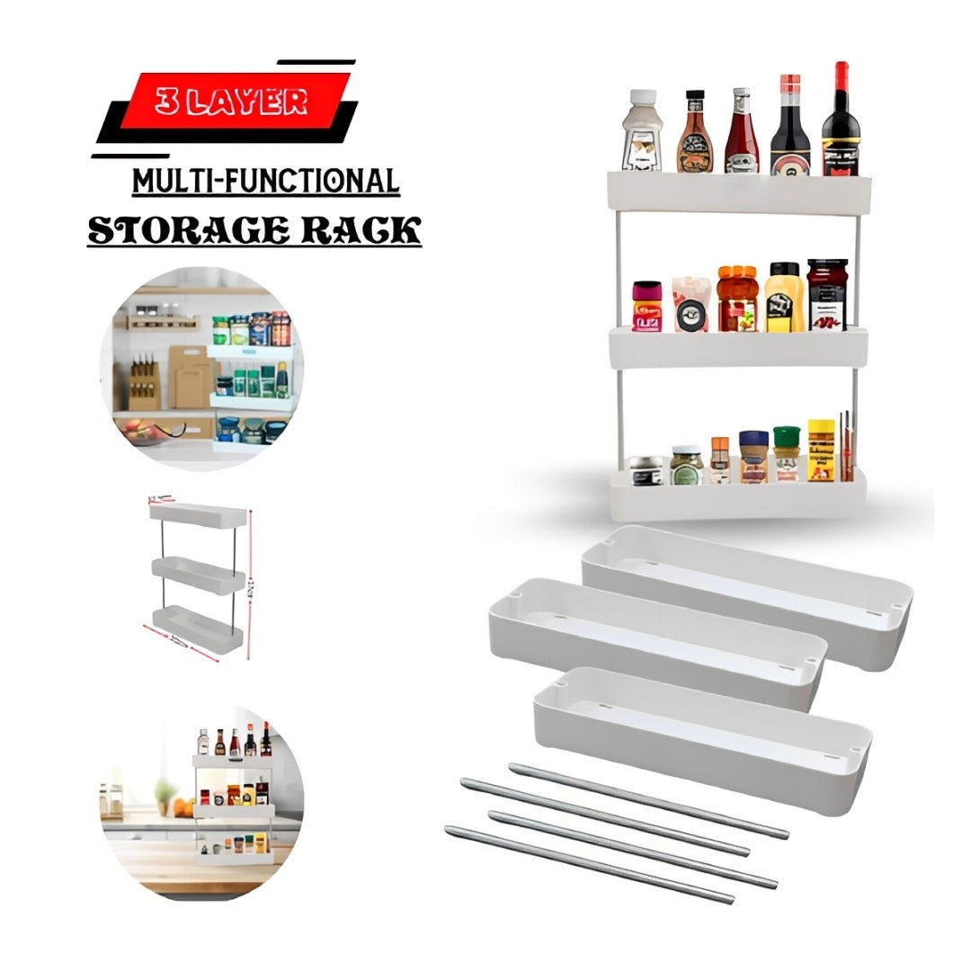 3-Layer Multifunctional Storage Rack and its Dissembled Parts.