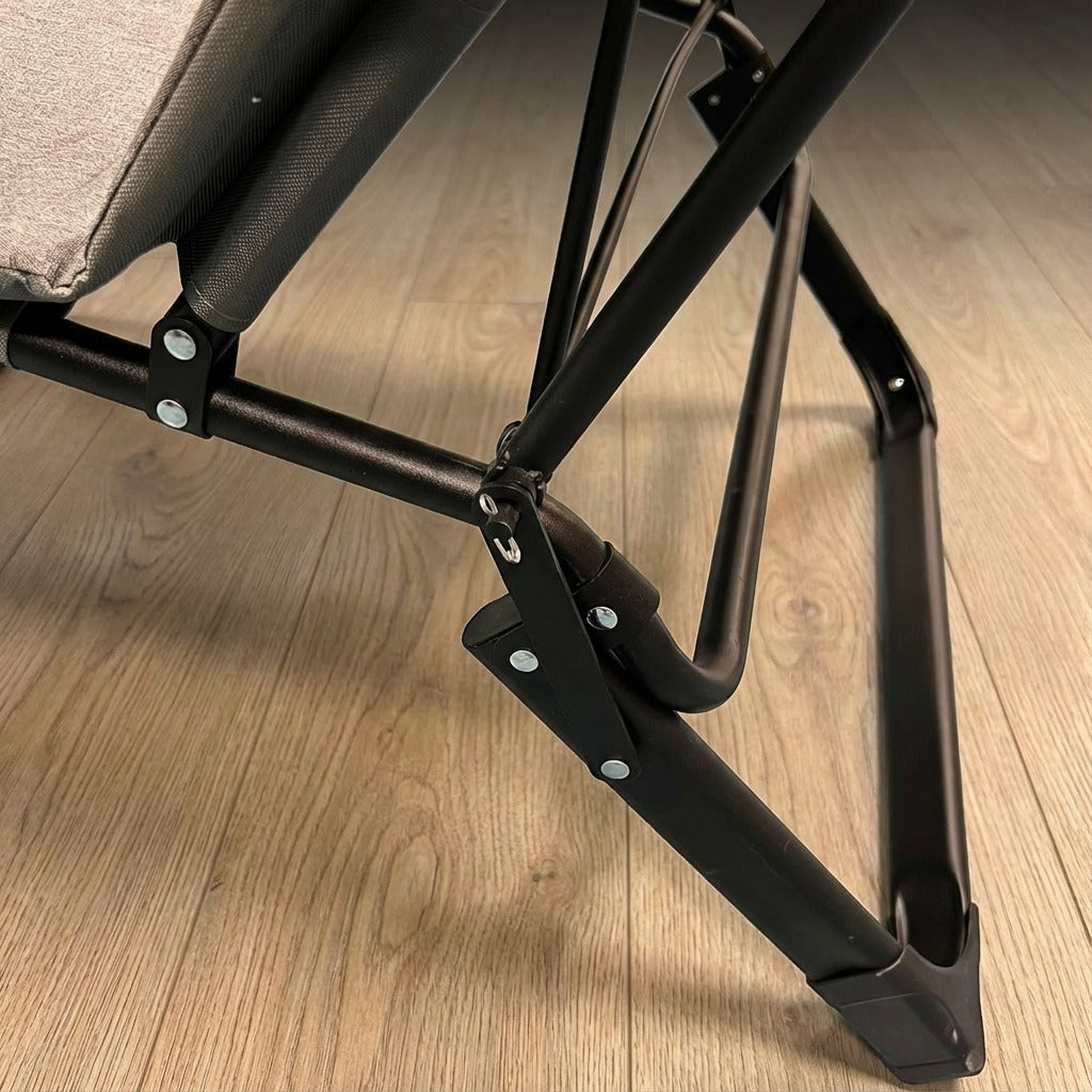 Parts Details of an Adjustable Folding Camping Chair Bed.