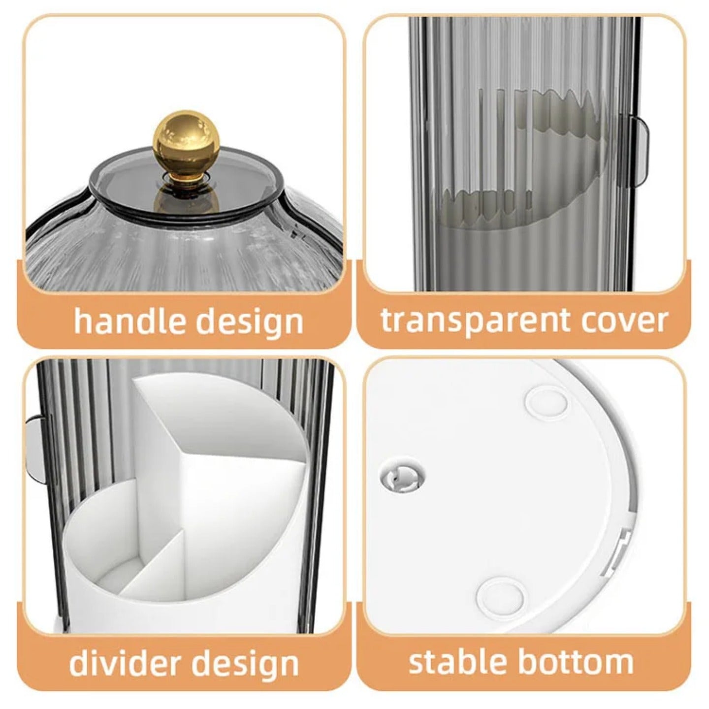 Parts Details Of Makeup Brush Holder Organizer Stand.