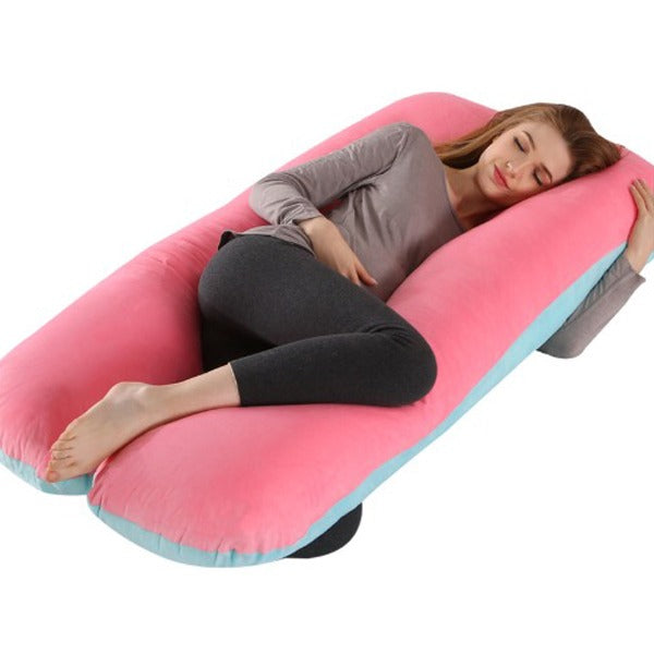 A Woman Is Resting on Full Body Pregnancy Pillow.