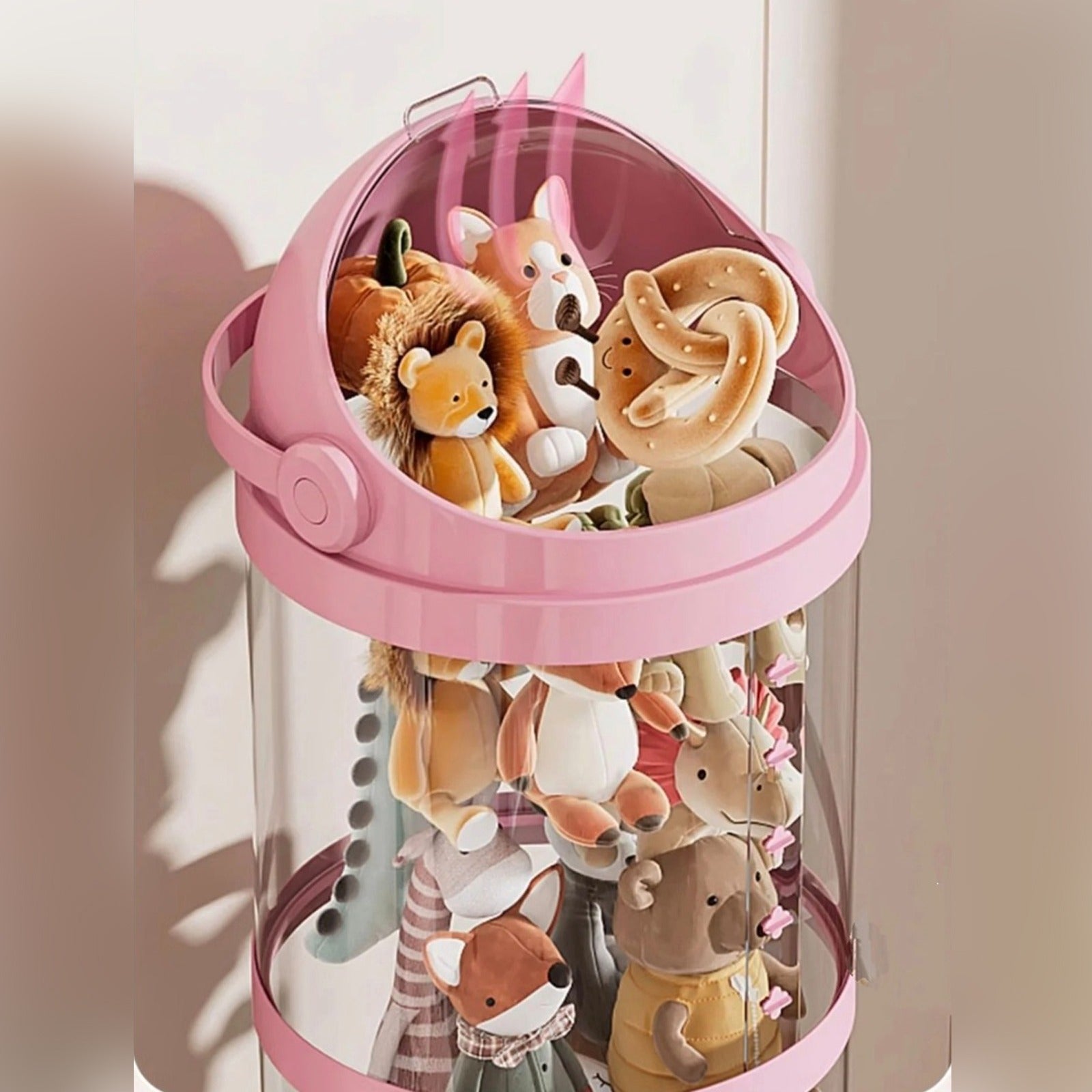 Large Toy Storage Bin Organizer Box with Dolls are Stuffed in it.