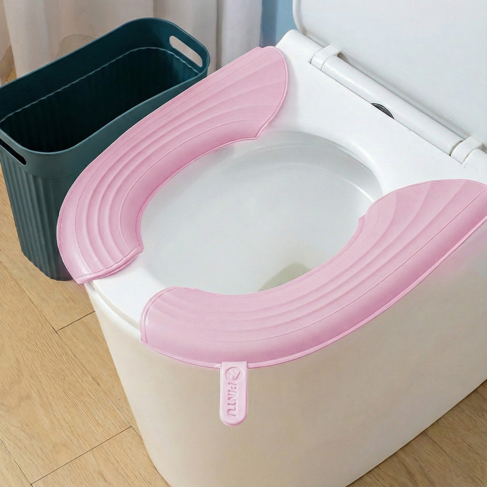 Soft waterproof Toilet Seat Cushion Cover, placed on a toilet seat for added comfort and hygiene.