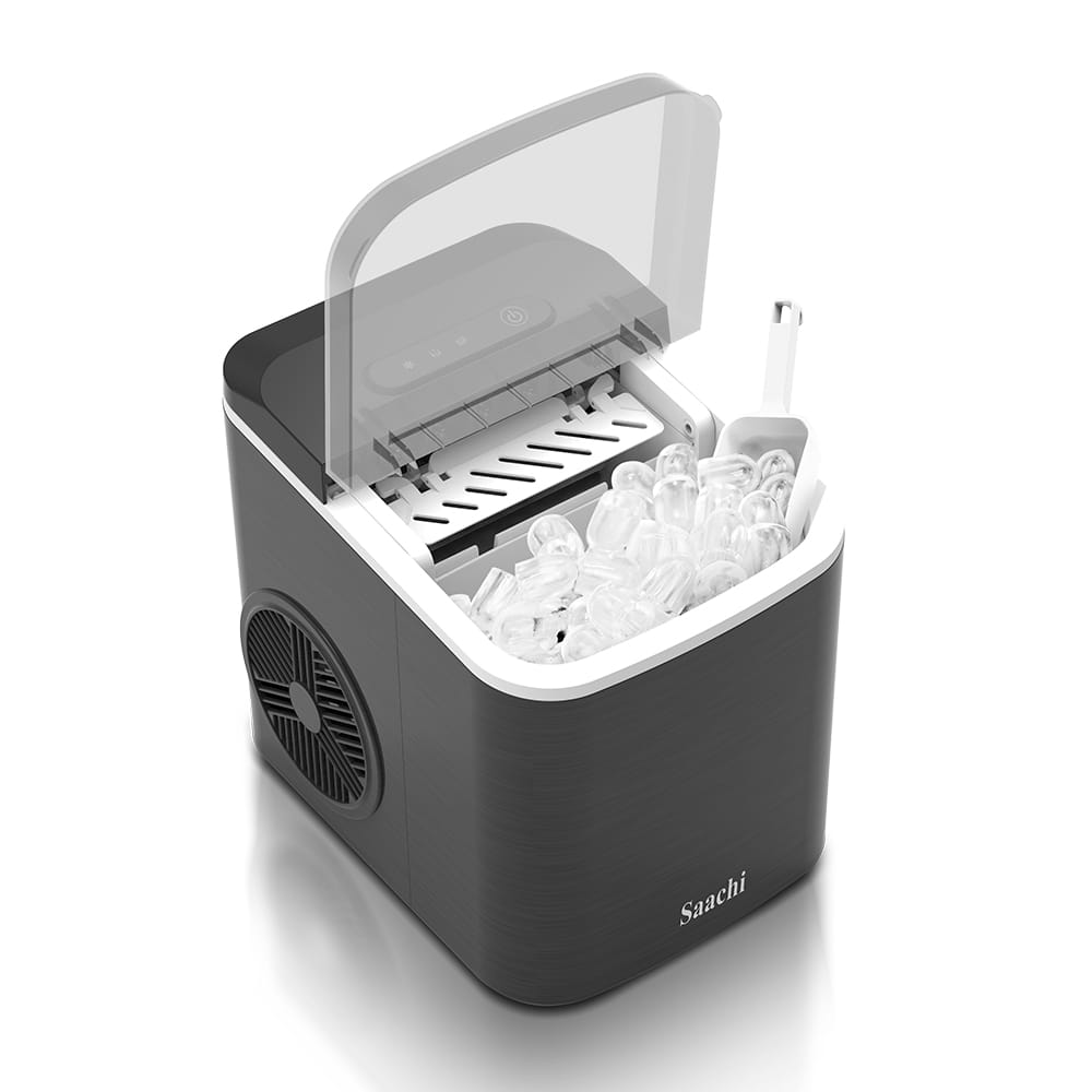 A Saachi Electric Ice Maker NL-IM-452 with Ice Cubes in it.