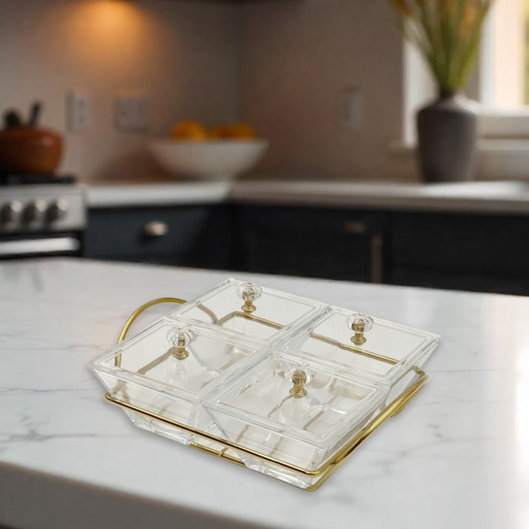 Snack Serving Tray with Acrylic Lid.