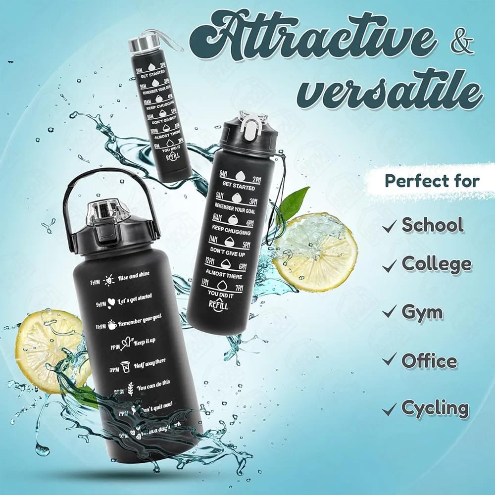 3PCS Motivational Sports Water Bottles are perfect for school, college, gym, office, and cycling