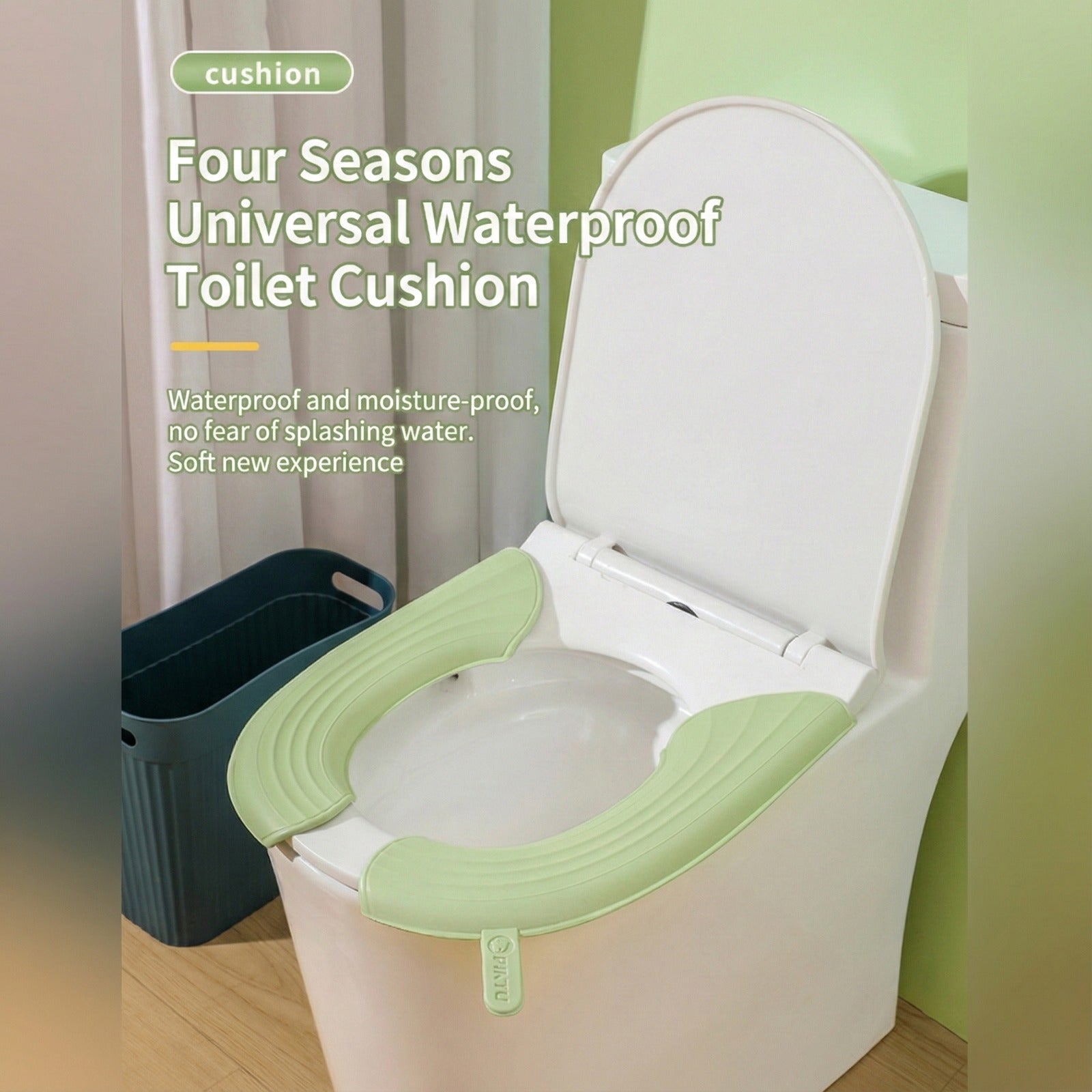 Soft waterproof Toilet Seat Cushion Cover, placed on a toilet seat for added comfort and hygiene.