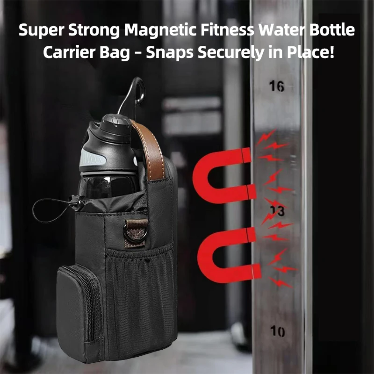 A Magnetic Gym Bag Bottle Holder.