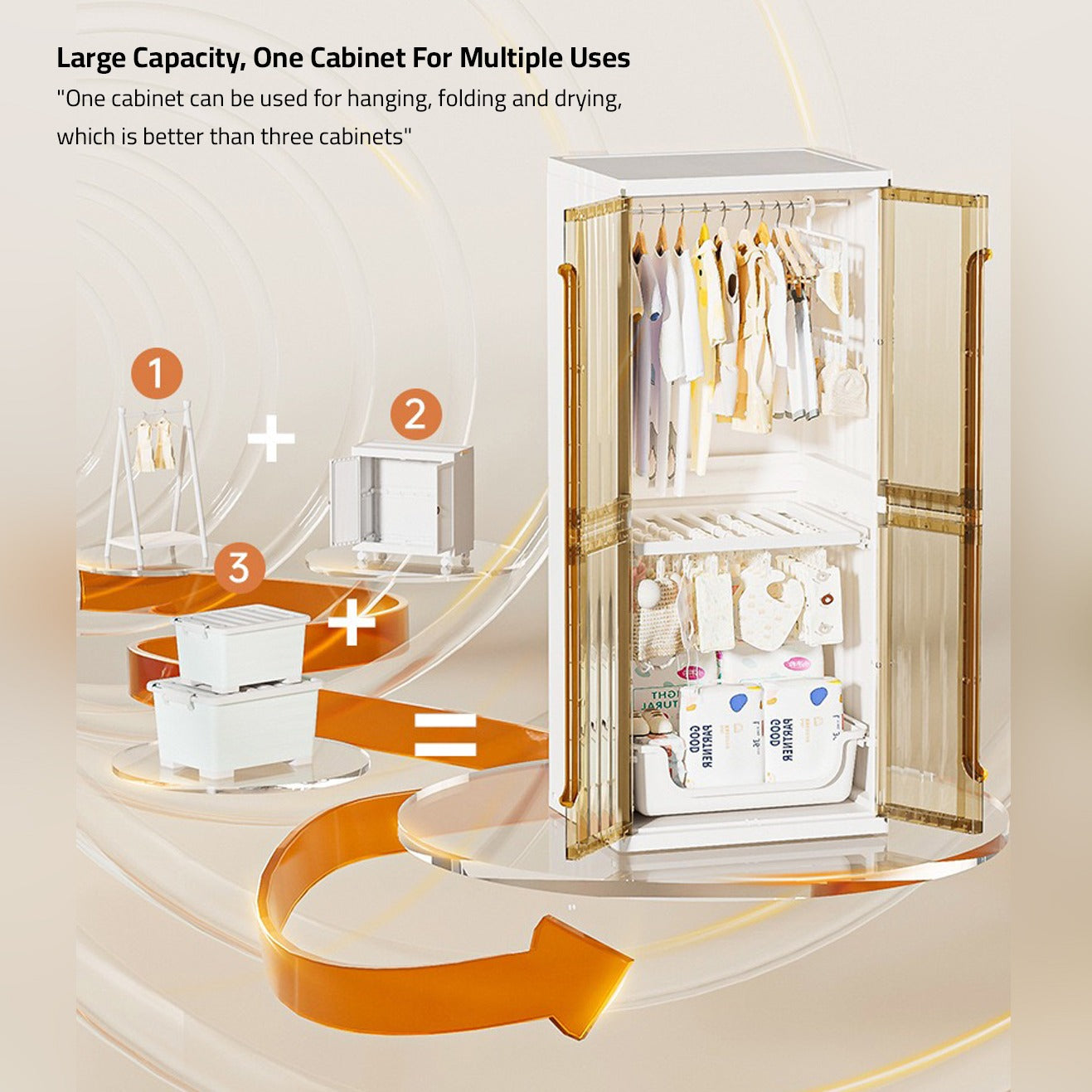 Modern Wardrobe Cloth Storage Cabinet Rack Organized with Clothes.