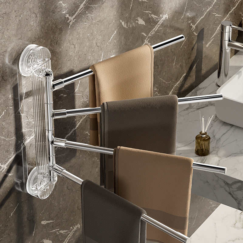 Bath Towels are Hanged on the Towel Rack which is attached on the Wall of Washoom.