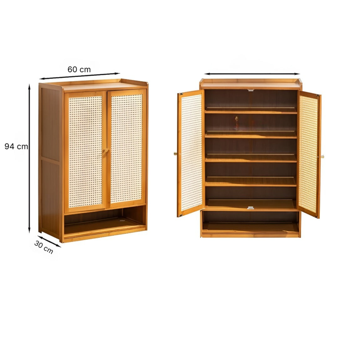 Size Of Multi-Layer Wooden Flip Down Shoe Storage Organizer Rack.