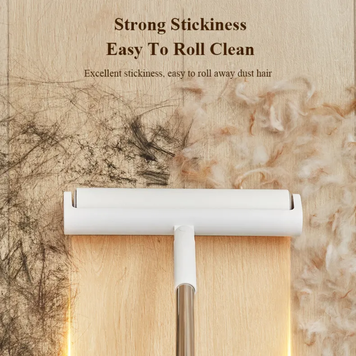 A reusable dust and hair remover lint roller with a 180° rotating handle, designed to easily clean under furniture and remove lint, hair, and debris from floors and surfaces.