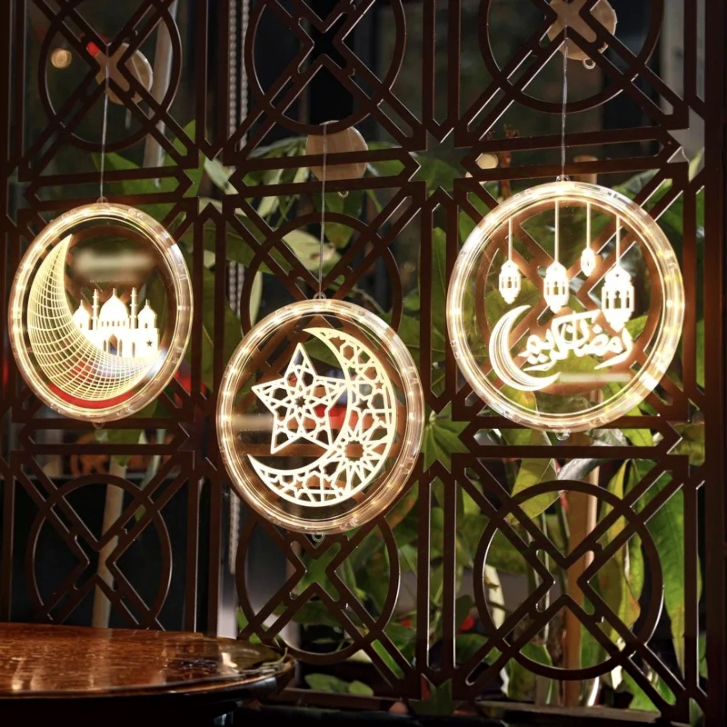 Ramadan 3D Decorative Hanging Lights are Hanged on the Window