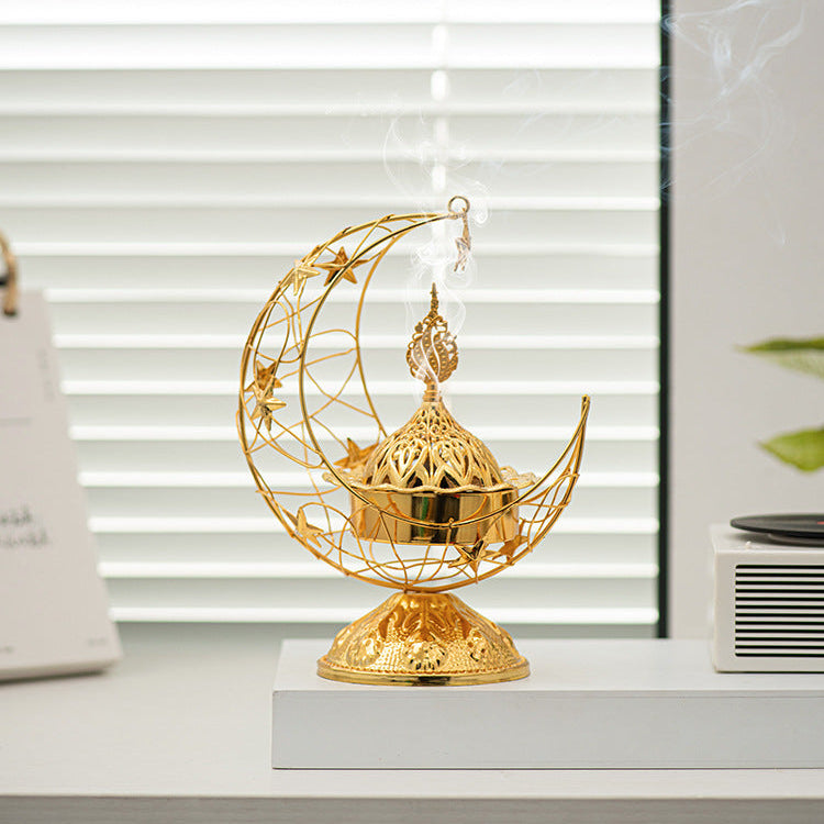 Burning Ramadan Crescent Bukhoor Burner.