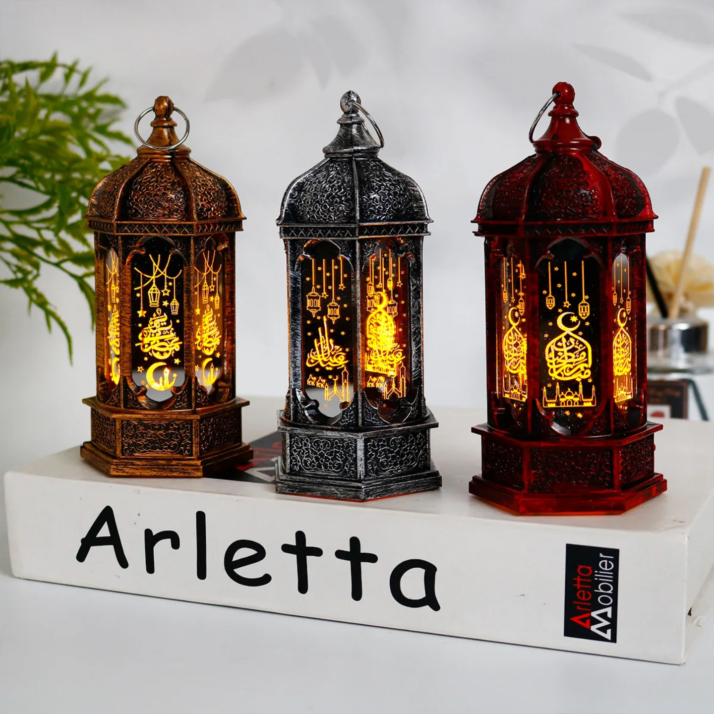 A Set of 3 Ramadan Eid Lantern Decor Lights.