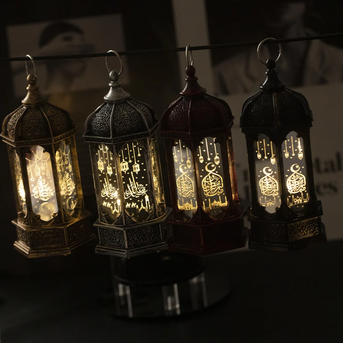 A Set Of 4 Ramadan Eid Lantern Decor Lights.