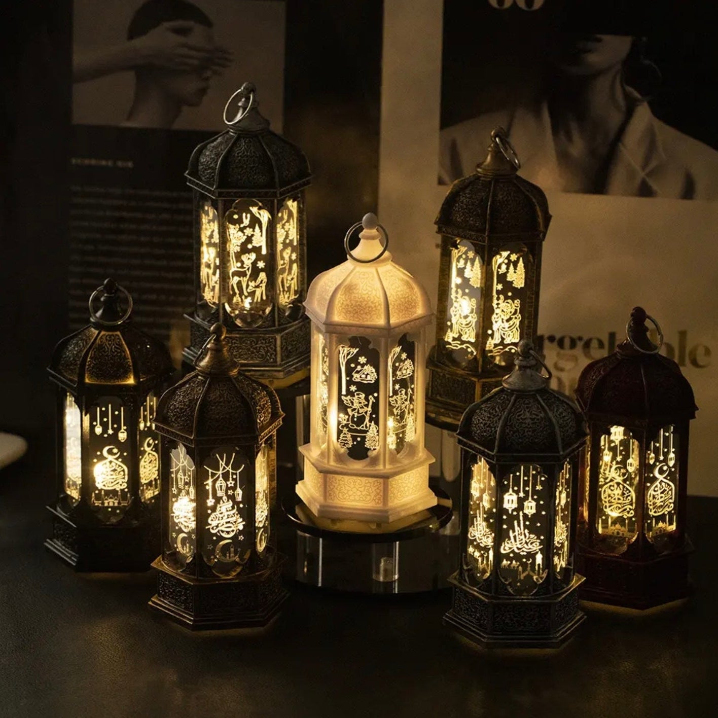 A Set Of Ramadan Eid Lantern Decor Lights.