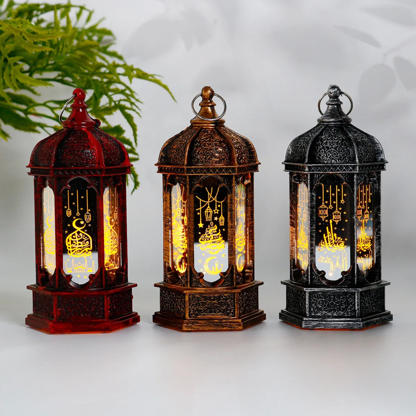 A Set Of 3 Ramadan Eid Lantern Decor Lights.