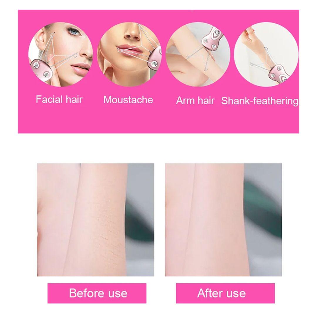 Before and After Use Of Rechargeable Hair Remover.
