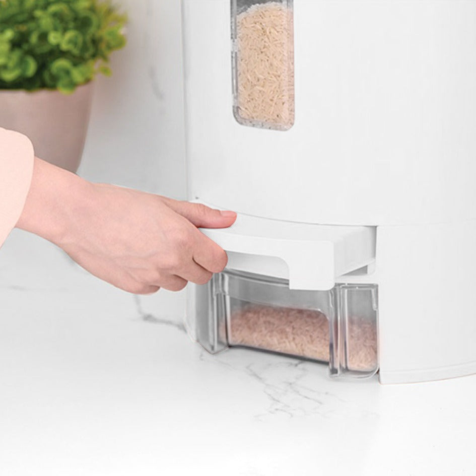 A Person is Taking Rice From Rice Box with Measuring.