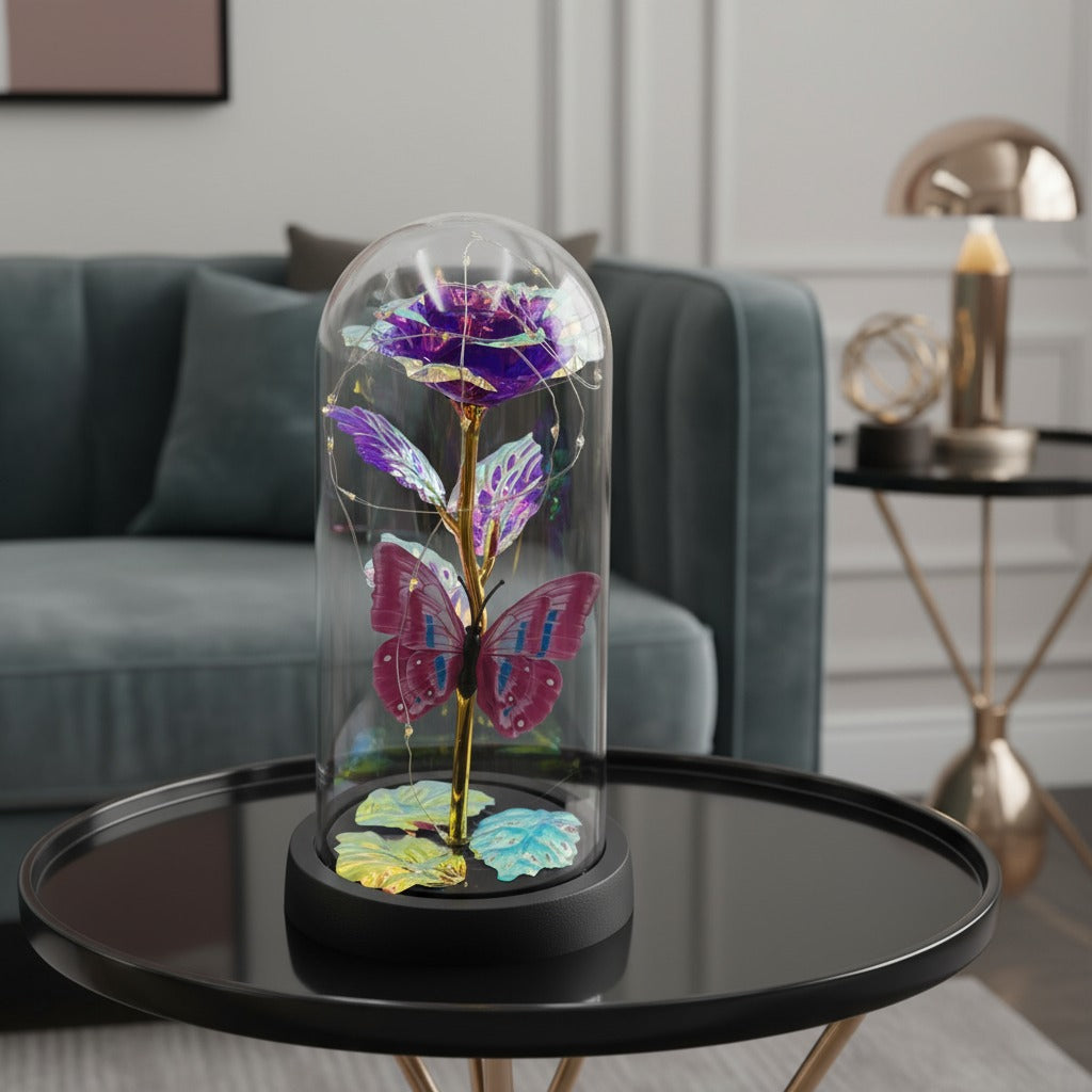 A Rose Flower Gift is Placed at Living Area.