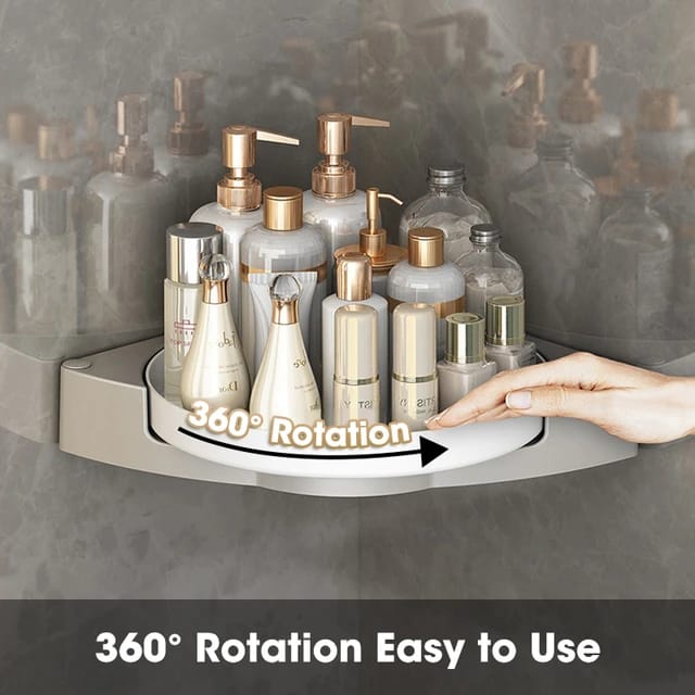 360° Rotatable Washroom and Kitchen Corner Rack placed on the wall
