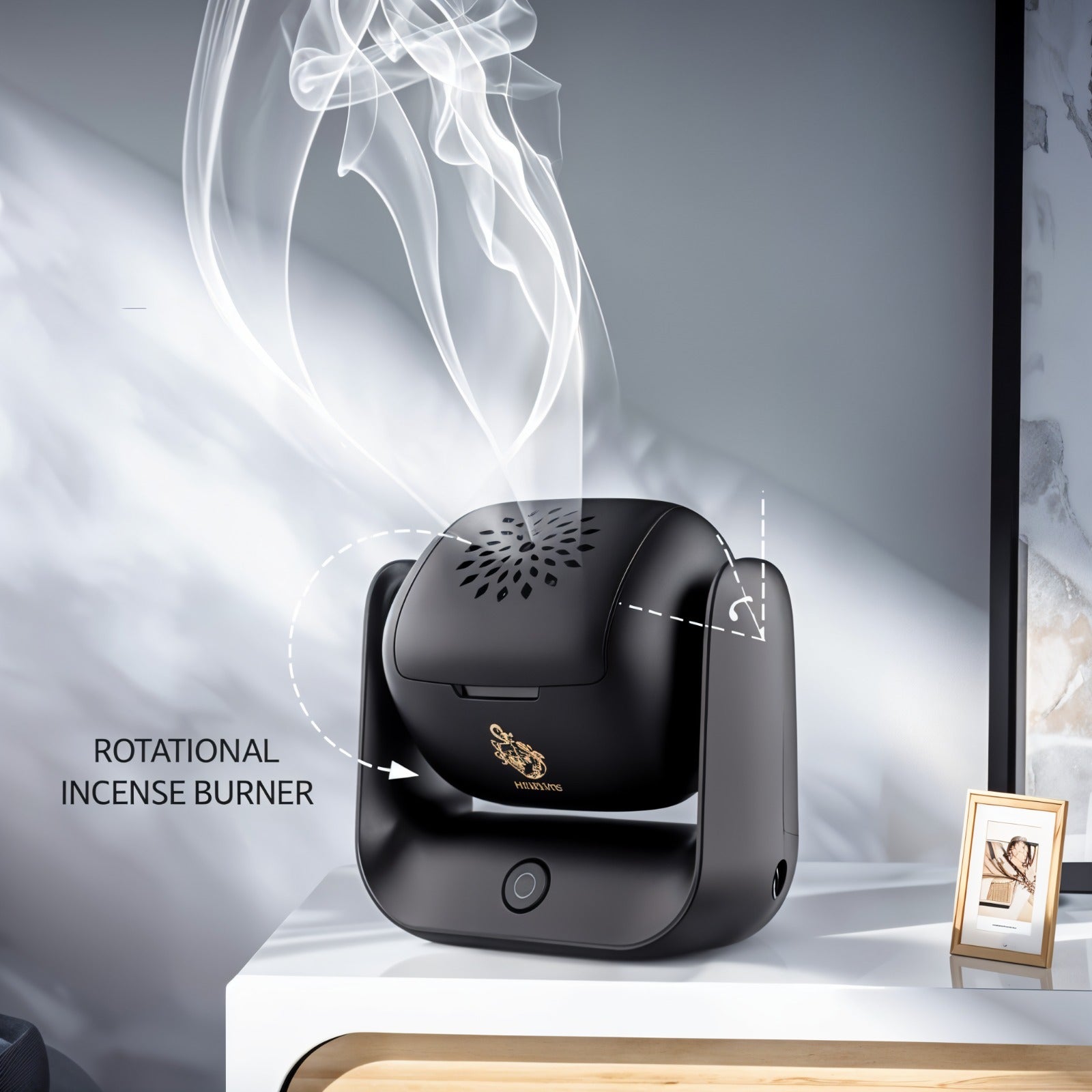 Rotational Electric Incense Burner with Burning Oud.