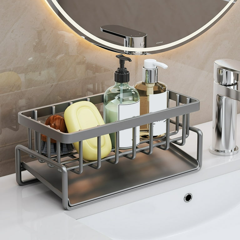 Rustproof Stainless Steel Sink Organizer Rack with some items in it