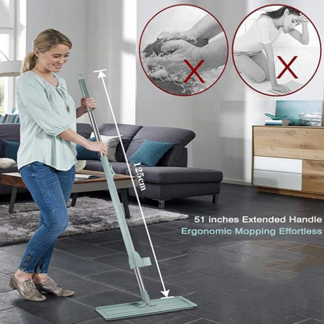360° Rotating Free Hand Flat Mop with Extra Microfiber Pads
