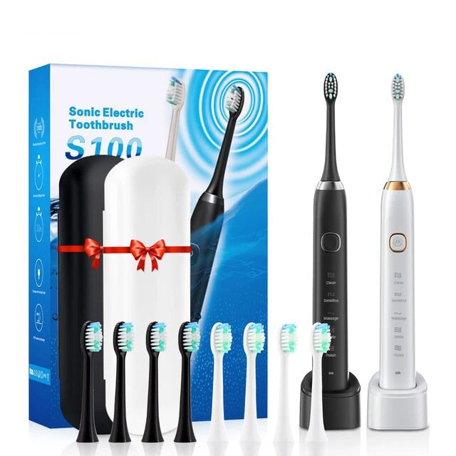 SONIC 5 Mode Electric Toothbrush in Black and White Variants.