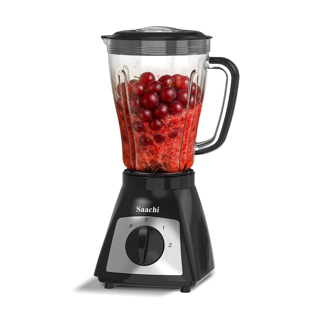 Saachi 3-in-1 Blender & Grinder with Fruits in it.