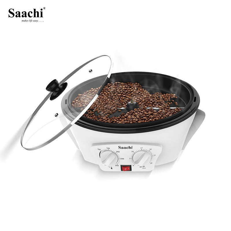 A Saachi Coffee Roaster with Coffee Beans.