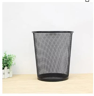 Round Metal Mesh Garbage Waste Basket - Mesh Wastebasket Bin for Home or Office