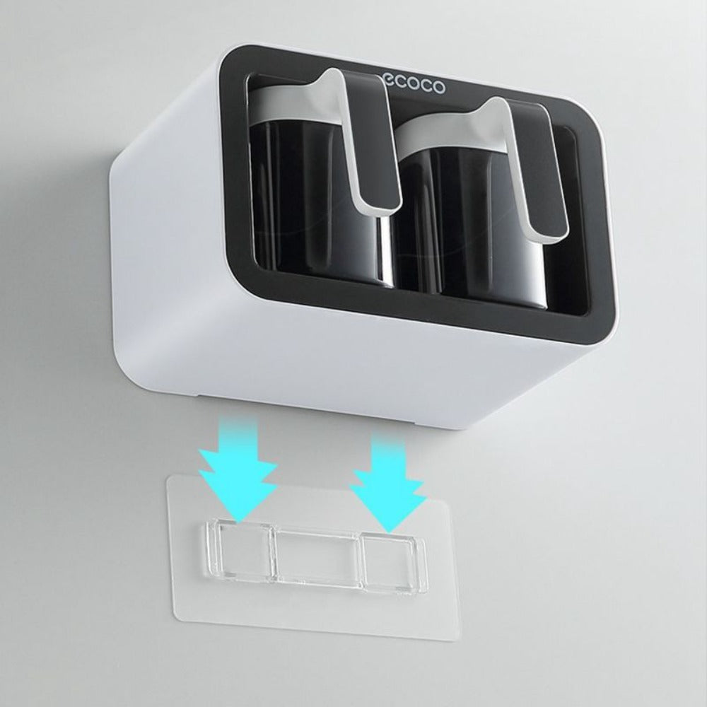 ECOCO 3 Cups Wall Mount Spice Rack Organizer in black color placed on the wall