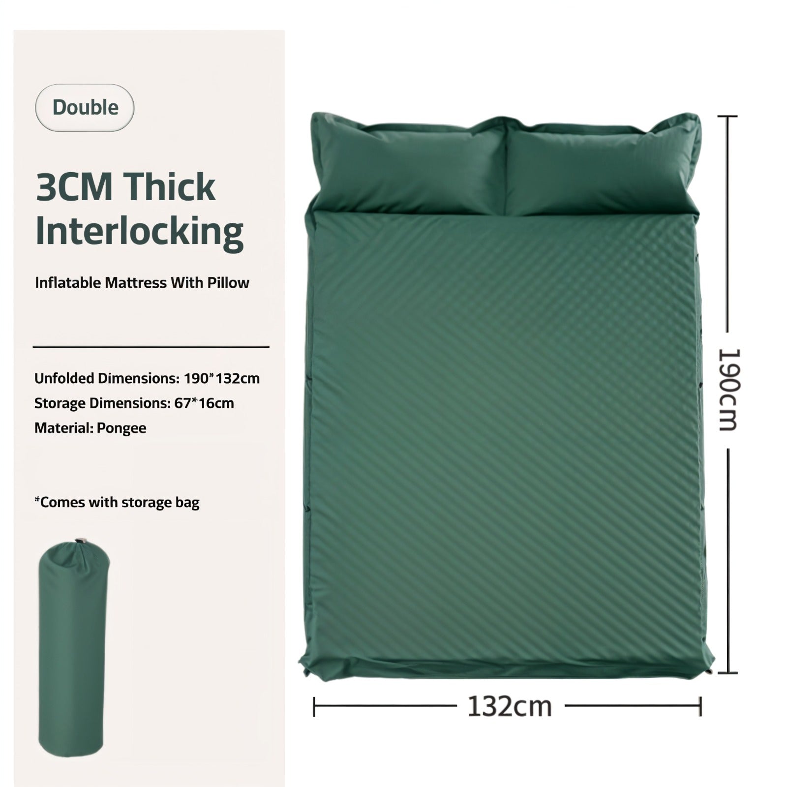 Self-Inflating Camping Mattress with Built-In Pillow.