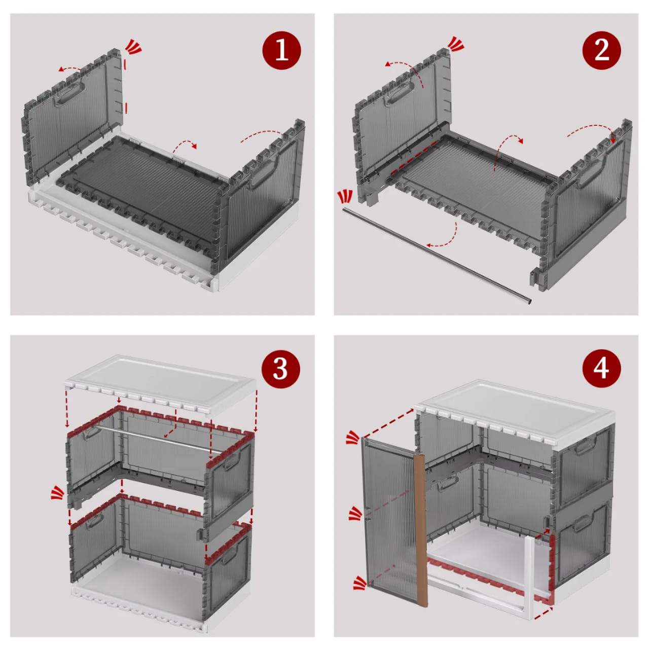 Steps in Setting Stackable Storage Bins.