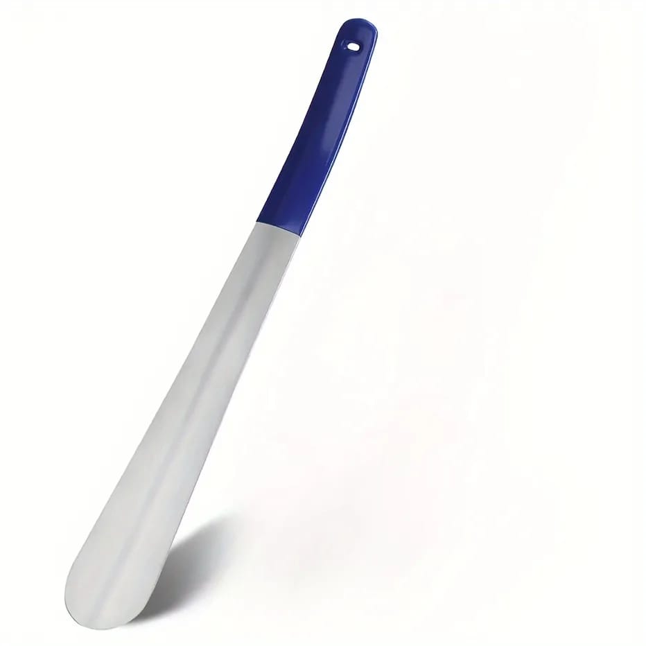 Stainless Steel Ergonomic Shoe Puller in Blue Color.