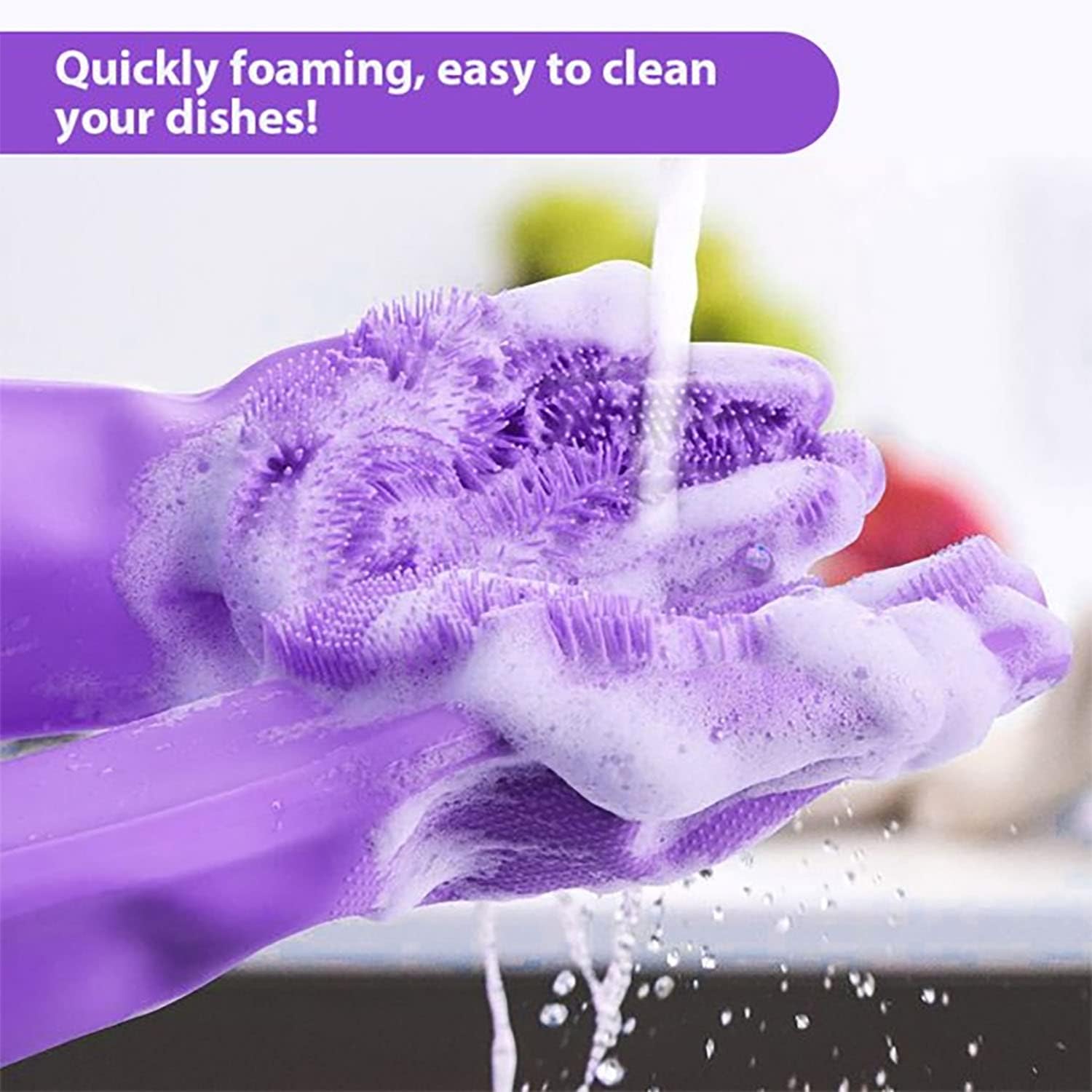 A Person is Wearing Silicone Hand Gloves with Scrubbing Bristles.