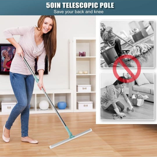 A Women is Cleaning Floor Using Silicone Head Heavy Duty Water Cleaner Mop.