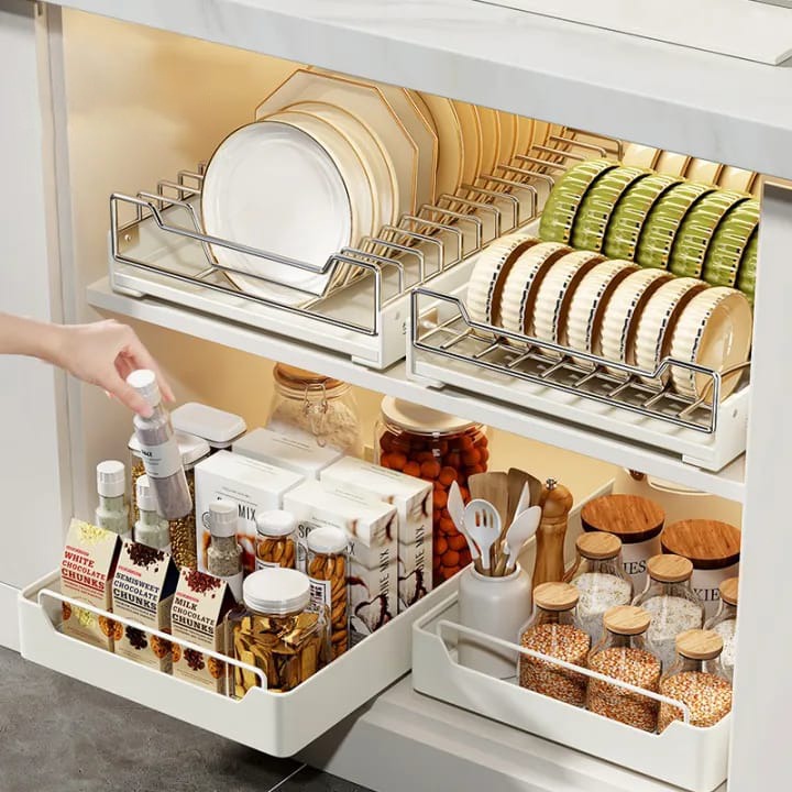 Pull-out Storage Rack for Kitchen Cabinets - Under Sink Organizers And Storage Drawer