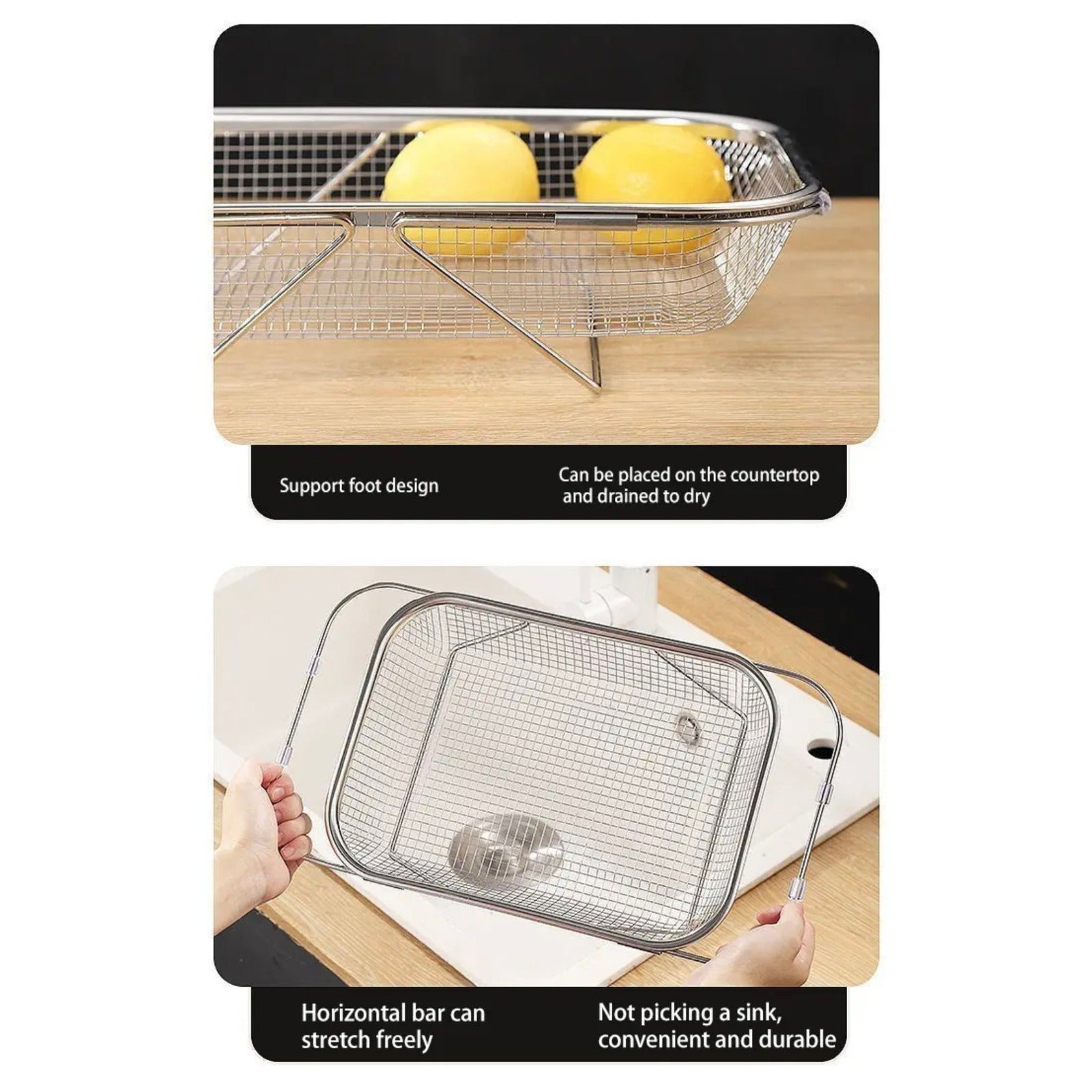 A Person is Demontrating the Design Of Sink Drain Basket Colander.