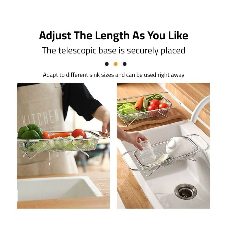 A Person is Taking Sink Drain Basket Colander Which is Placed Over the Sink.