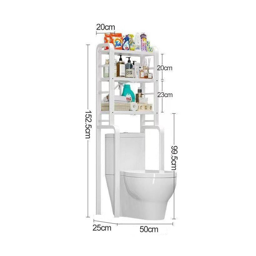 Size of Bathroom Storage Cabinet Shelf Organizer With Bath and Laundry Essentials.
