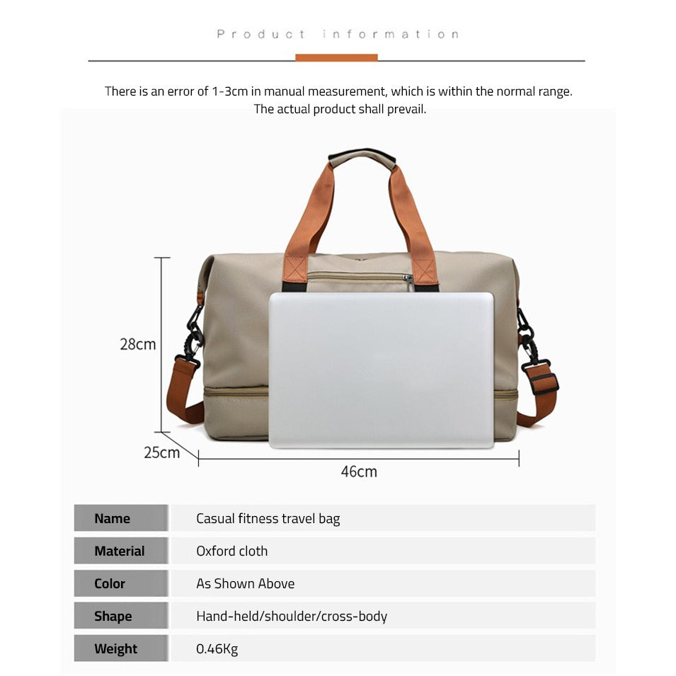 Size Of Multi-functional Fashion Fitness Travel Duffle Bag.