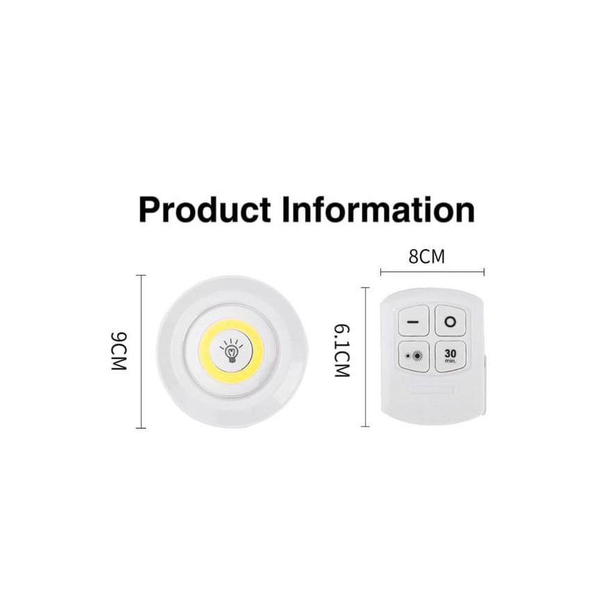 Size Of 3 Pcs Dimmable LED Under Cabinet Light with Remote Control.