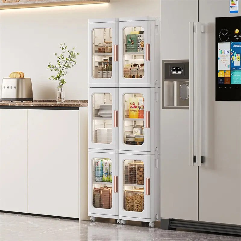 Narrow Tall Floor Storage Cabinet placed in the kitchen