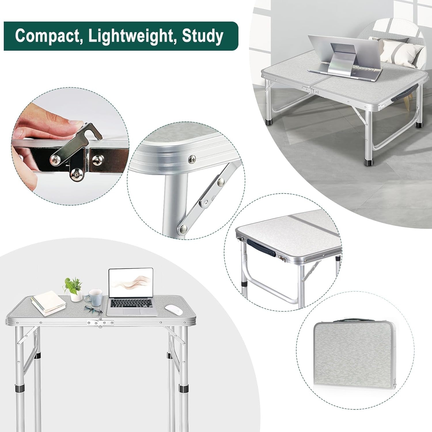 Parts Details Of Small Folding Aluminum Table.